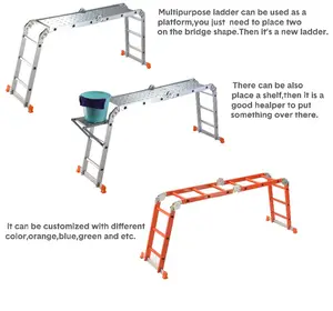 Multi-Purpose Aluminum Ladders Fiberglass 4*3 De 3.6m Escada Safety Ladder Foldable Manufacturers For Outdoor Working