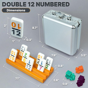 Juego de Dominó de Madera Ecológico <span class=keywords><strong>Doble</strong></span> <span class=keywords><strong>12</strong></span> para Noche de Juegos en Familia, <span class=keywords><strong>Tren</strong></span> <span class=keywords><strong>Mexicano</strong></span> con Estuche de Aluminio, Diversión al Aire Libre 19x11cm/20x12cm - Product Image 3