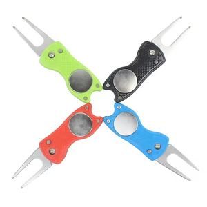 Herramienta de reparación de Divot de Golf, herramienta de Divot de Golf plegable de Metal con botón emergente magnético, marcador de bola, navaja de acero inoxidable - Product Image 5