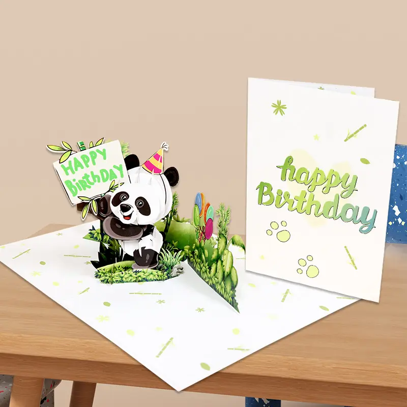 Winpsheng 3d Creatieve Panda Pop-Up Gelukkige Verjaardagskaarten Speciaal Verjaardagscadeau