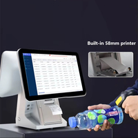 Terminal de point de vente tout-en-un avec système Android, logiciel de point de vente intelligent 15,6 pouces 15 pouces, caisse enregistreuse, kiosque, machine de point de vente avec imprimante 58 mm