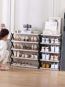 <span class=keywords><strong>Zapatero</strong></span> Simple multicapa PP sin montaje plegable a prueba de polvo para el Hogar, baño, estilo crema, estante para zapatos de almacenamiento - Product Image 2