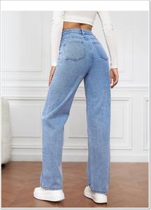 Jeans Cargo Larghi da <span class=keywords><strong>Donna</strong></span> Stile Urbano a Vita Alta Multitasche in Denim Sbiadito Lavato - Product Image 3