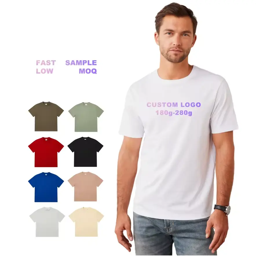 T-shirt girocollo di alta qualità in cotone 100% personalizzata t-shirt da uomo in bianco