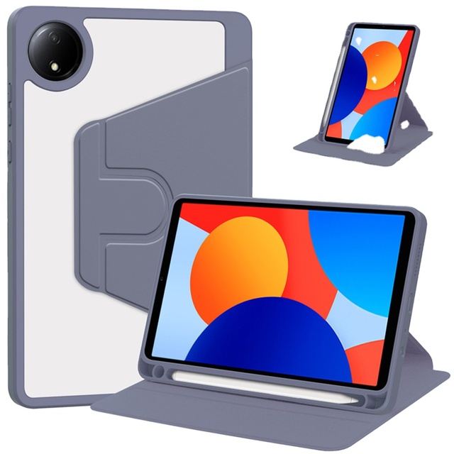 NEW for Xiaomi Redmi Pad SE 8.7 Clear Rotate Stand Cover With Pencil Holder PU Leather Flip Smart Tablet Case