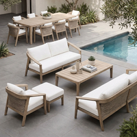 Ensemble de mobilier de salle à manger d'extérieur en teck, style loisirs, pour villa, hôtel, jardin, restaurant, café, résistant aux intempéries, vente en gros