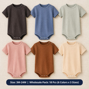 Abbigliamento per Neonati Misto di Fabbrica, Vendita all'Ingrosso, da 0 a <span class=keywords><strong>12</strong></span> <span class=keywords><strong>Mesi</strong></span>, Unisex, Tutina di Lusso in Cotone Biologico per Tutte le Stagioni - Product Image 3