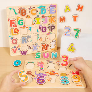 <span class=keywords><strong>Jeu</strong></span> de reconnaissance et d'appariement <span class=keywords><strong>des</strong></span> mots pour bébés, en bois, en forme de dessin animé, avec lettres, pour l'apprentissage précoce - Product Image 1