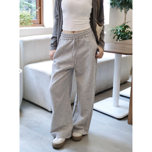 Pantalon et pantalon en molleton à jambe large à bas prix pour femmes détail de couture surlignée taille haute usine du Vietnam - Product Image 6