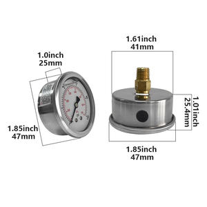 AKS 하이 퀄리티 304SS 316SS 스테인레스 스틸 글리세린 충전 물 가스 유압 오일 압력 게이지 압력계 - Product Image 2