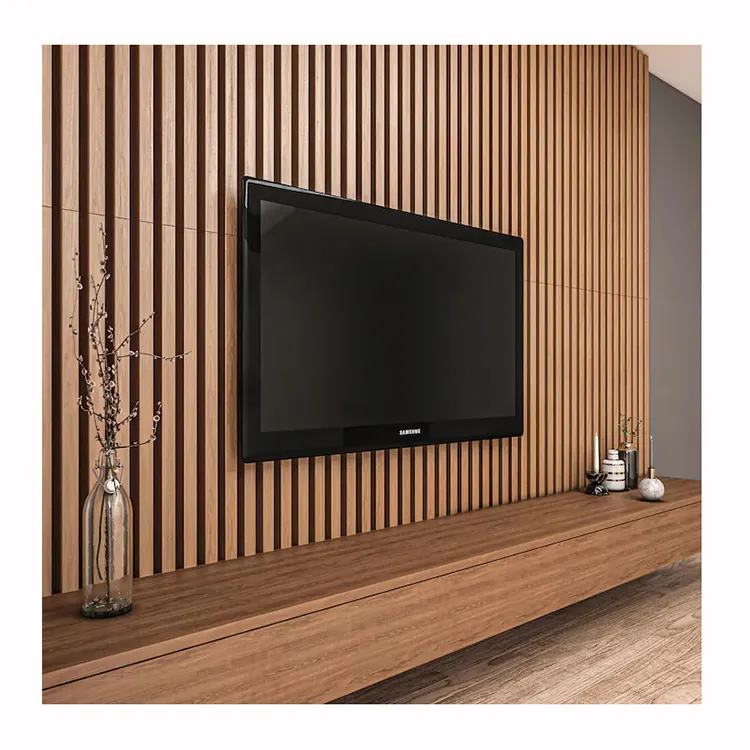Decorative wave design wood plank panel solidwood wall cladding living room decor