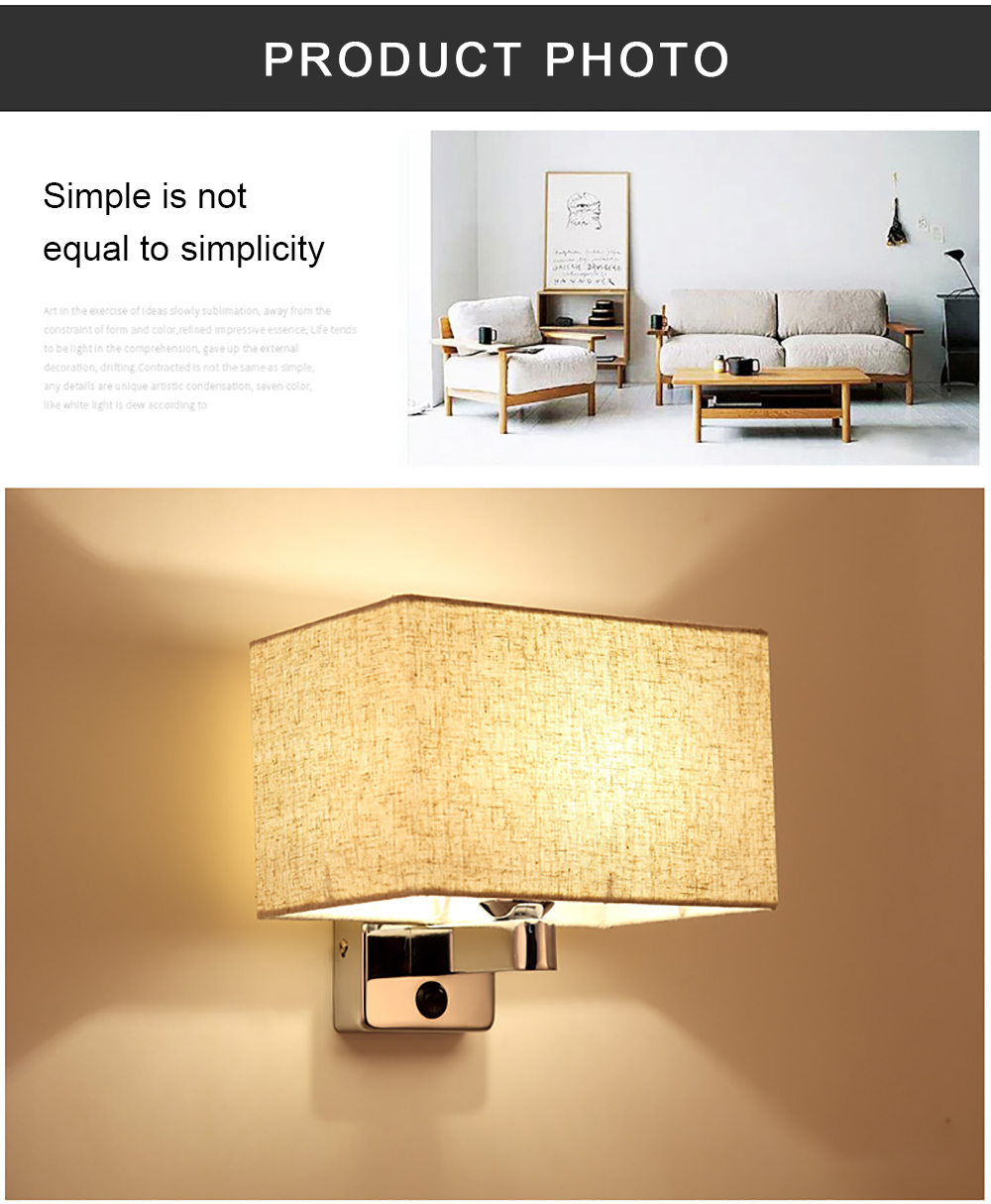 European Reading Wall Lights E27 Interior Bedroom Living Room Hotel Loft Bedside Led fabric wall lamp Indoor