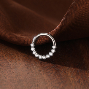 Ciondolo in titanio con zircone chiaro anello a segmento incernierato in PVD placcato naso <span class=keywords><strong>Septem</strong></span> anello per il corpo Piercing gioielli - Product Image 4