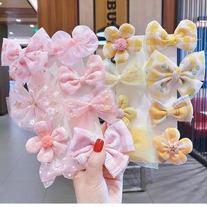 Mignon princesse arc 8 pièces/ensemble épingle à cheveux tissu Art fleur épingle à cheveux accessoires pour cheveux pour enfants ne nuisent <span class=keywords><strong>pas</strong></span> aux cheveux BB clip filles frange - Product Image 3