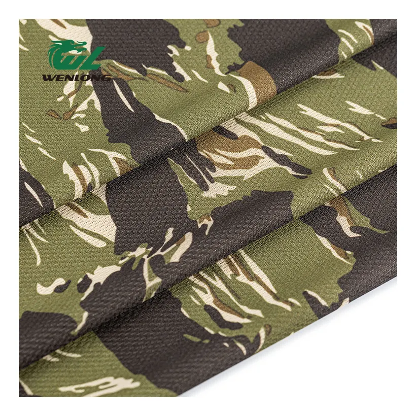 Design personalizzato Tiger Stripe 100% poliestere Camouflage Casual tessuto stampato a maglia per abbigliamento sportivo