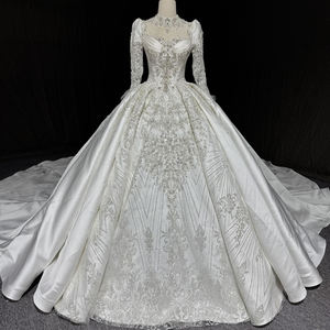 Robe de mariée de luxe Jancember MN304 à col haut, manches longues, robe de mariée perlée, robe de bal, Vestido De Novia, <span class=keywords><strong>mariage</strong></span> royal - Product Image 1