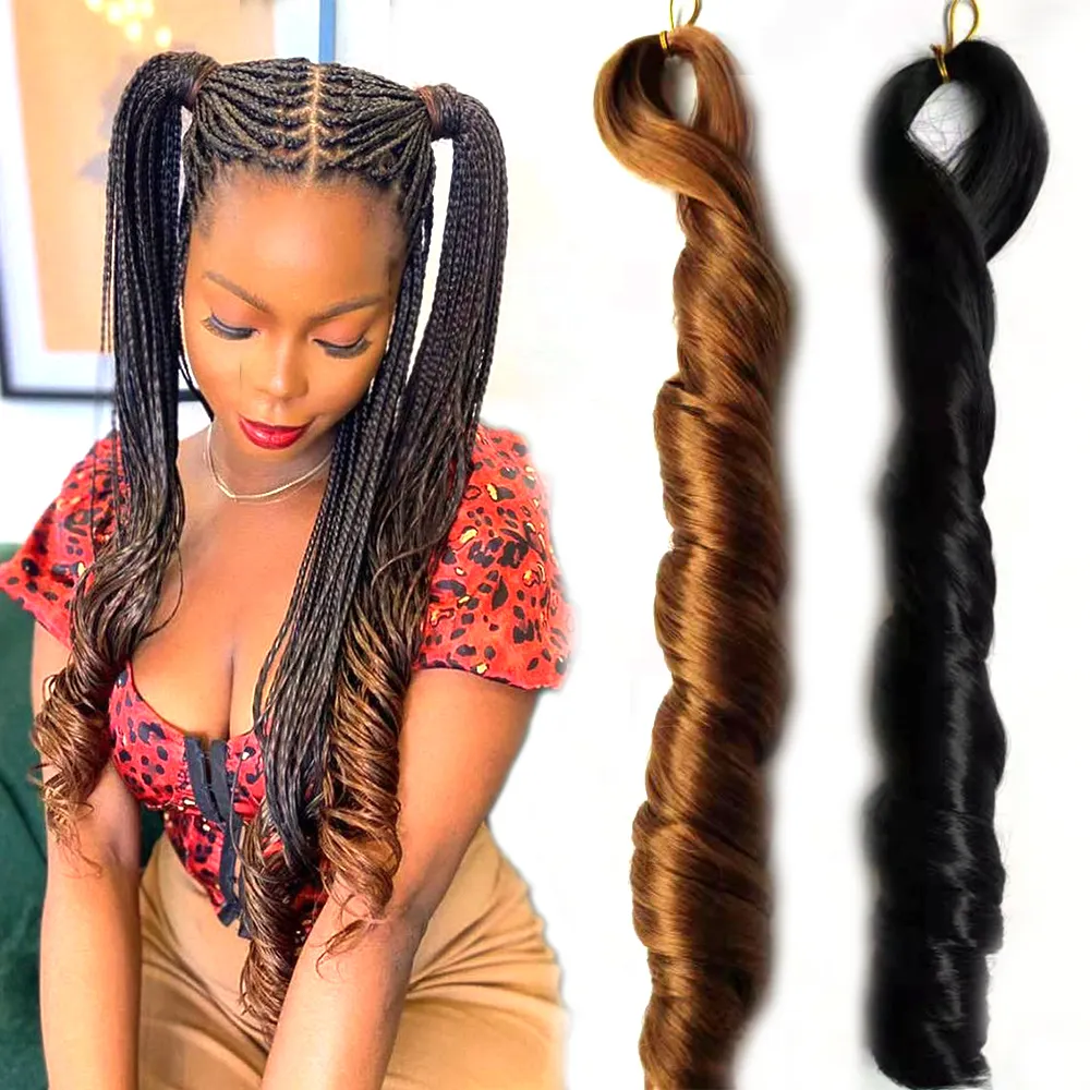 African Spiral Loose Wave Spiral Curly Hair Braid French Curly Braiding Hair Attachment Wavy Braiding Hair Extensions