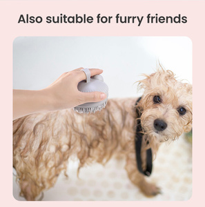 Custom Logo Silicone Pet Shampoo <b>Brush</b> Soft Bristle Dog Cat Bath Grooming <b>Brush</b> <b>Scalp</b> <b>Massager</b> BPA Free OEM ODM - Product Image 4