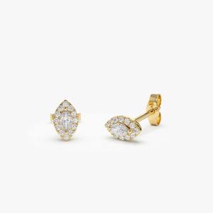 Wholesale DHANI JEWELS Marquise <b>Halo</b> Diamond <b>Earrings</b> 14K White Yellow Rose Gold SI Clarity Natural Diamonds for Luxury Retailer - Product Image 5