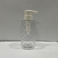 Conteneur cosmétique rechargeable en plastique PET transparent à motif géométrique de 400 ml avec pompe à lotion, imprimé en sérigraphie pour shampoing et lotion