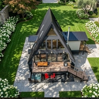 Kit de maison modulaire en bois de couleur, design moderne de luxe, forme triangulaire, panneau sandwich, écologique, pour habitation