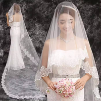Voile de mariée voile allongé mariée mariage traînant robe de mariée dentelle voile de dentelle
