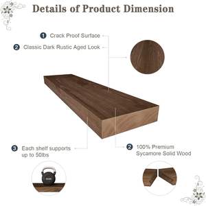 أرفف عائمة مثبتة على الحائط لغرفة النوم وغرفة المعيشة والمطبخ والمكتب ومنزل المزرعة (الجوز) - Product Image 5