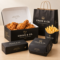 Boîte à emporter en papier pour frites et poulet frit, emballage alimentaire personnalisé avec logo, conteneur jetable pour marque de restauration rapide