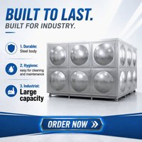 Réservoir d'eau en acier inoxydable 304 à structure stable, construit sur mesure pour la réserve d'eau des installations industrielles