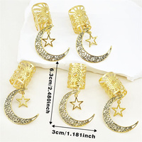 Ensemble de 5 bijoux pour cheveux en or, pendentifs tresses, étoiles, lunes et croissants, accessoires pour dreadlocks