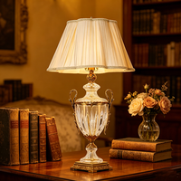 Lámpara de Mesa de Cristal y Cobre Estilo Europeo BGST, Base de Cristal, Lámpara de Escritorio de Latón para Dormitorio, Sala de Estar, Proyectos de Villas, Diseño de Interiores