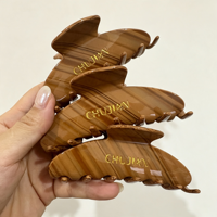 CHUJIAN Nouvelle Arrivée Pince à Cheveux en Acétate Durable à Rayures Effet Bois, Écologique et Faite à la Main, Type Requin pour Femme