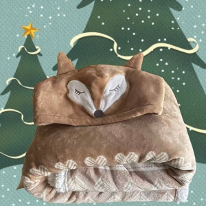 New Arrival Christmas Patterned Quilted for Wearable Throw Flannel <strong>Hoodie</strong> with Heads Foxes for Adults Kids - Product Image 6