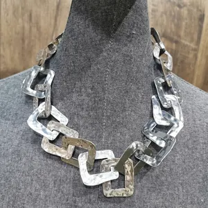 Модное массивное ожерелье-чокер, посеребренное геометрическое ожерелье с квадратными звеньями, толстые ожерелья в стиле панк, ювелирные изделия для женщин