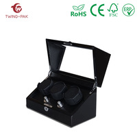 Luxueux remontoir de montre automatique à 3 fentes vitrine en bois et daim avec doublure en cuir stockage sûr pour montres en acrylique