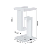 Luz de escritorio de lectura de carga inalámbrica, lámpara de mesa flotante de levitación magnética por gravedad para dormitorio, estudio, decoración de oficina