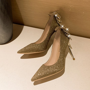 Chaussures à talons aiguilles pour femmes, sexy, avec nœud en strass, pour mariage et soirée - Product Image 4