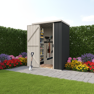 EF0403-H175-H 4 X 3 FT <span class=keywords><strong>Abri</strong></span> de <span class=keywords><strong>jardin</strong></span> préfabriqué en métal moderne pour l'extérieur, facile à assembler, imperméable, écologique - Product Image 3