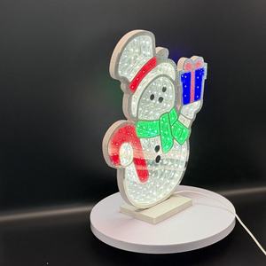 Décoration de Noël personnalisée en acrylique miroir infini, bonhomme de neige Art Déco 3D fait main, ornement de bureau pour la décoration de la maison pendant les fêtes - Product Image 1