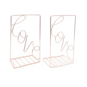 Juego de 2 sujetalibros de color oro rosa con sujetalibros de metal de la mejor calidad para libros pesados, uso como soporte de escritorio - Product Image 1