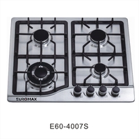 Table de cuisson à gaz GPL 4 brûleurs intégrée OEM/ODM d'usine, allumage électronique, surface en acier inoxydable, compatible VR, ustensiles de cuisine de haute qualité