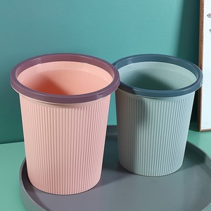 <b>Plastic</b> household color-<b>blocked</b> trash cans for toilets, bathrooms, and living rooms; creative and simple pressure ring trash can - Product Image 1