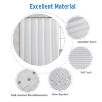 Tissu polyester robuste tissage gaufré blanc œillets en métal antirouille rideau de douche de salle de bain