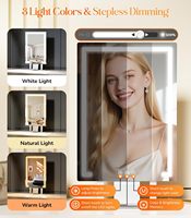 Miroir de maquillage de table avec cadre métallique et interrupteur tactile à LED pour anniversaire et mariage, miroir cosmétique de bureau
