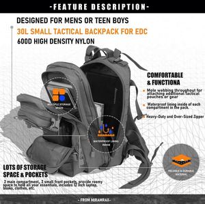 Bsci กระเป๋าเป้สะพายหลังขนาดเล็กกันน้ำพร้อมที่ปิดซิปตัวอย่างฟรีสำหรับโรงเรียนเดินป่ากลางแจ้งทำจากโพลีเอสเตอร์ซับในสไตล์ยุทธวิธี - Product Image 5
