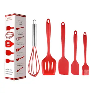 Cooking Tools Kitchen Tools Utensil Set Kitchen Accessories Kitchenware Soft Silicone 5 Pieces in 1 Set Customized Logo 315g