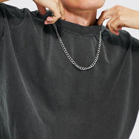 T-shirt gris foncé style hip-hop pour homme, motif flamme vieillie, coupe classique, vente en gros, mode été, t-shirts délavés à épaules tombantes