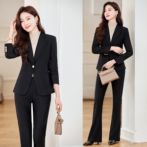 Women's Suit <b>Set</b> Polyester Three Quarter Sleeve Anti-Wrinkle <b>Office</b> Lady Autumn Wear - Product Image 2