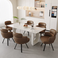 Ensemble table et chaises de salle à manger pivotantes de style italien moderne urbain, pieds en fer, revêtement en cuir, écologique, pour maison, bureau, entrepôt