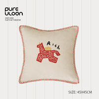 Housse de coussin de canapé moderne pour festival, motif animalier coloré brodé cheval, taie d'oreiller décorative pour salon et maison